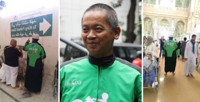 Jalankan Ibadah Umroh, Pria Ini Pakai Jaket Gojek